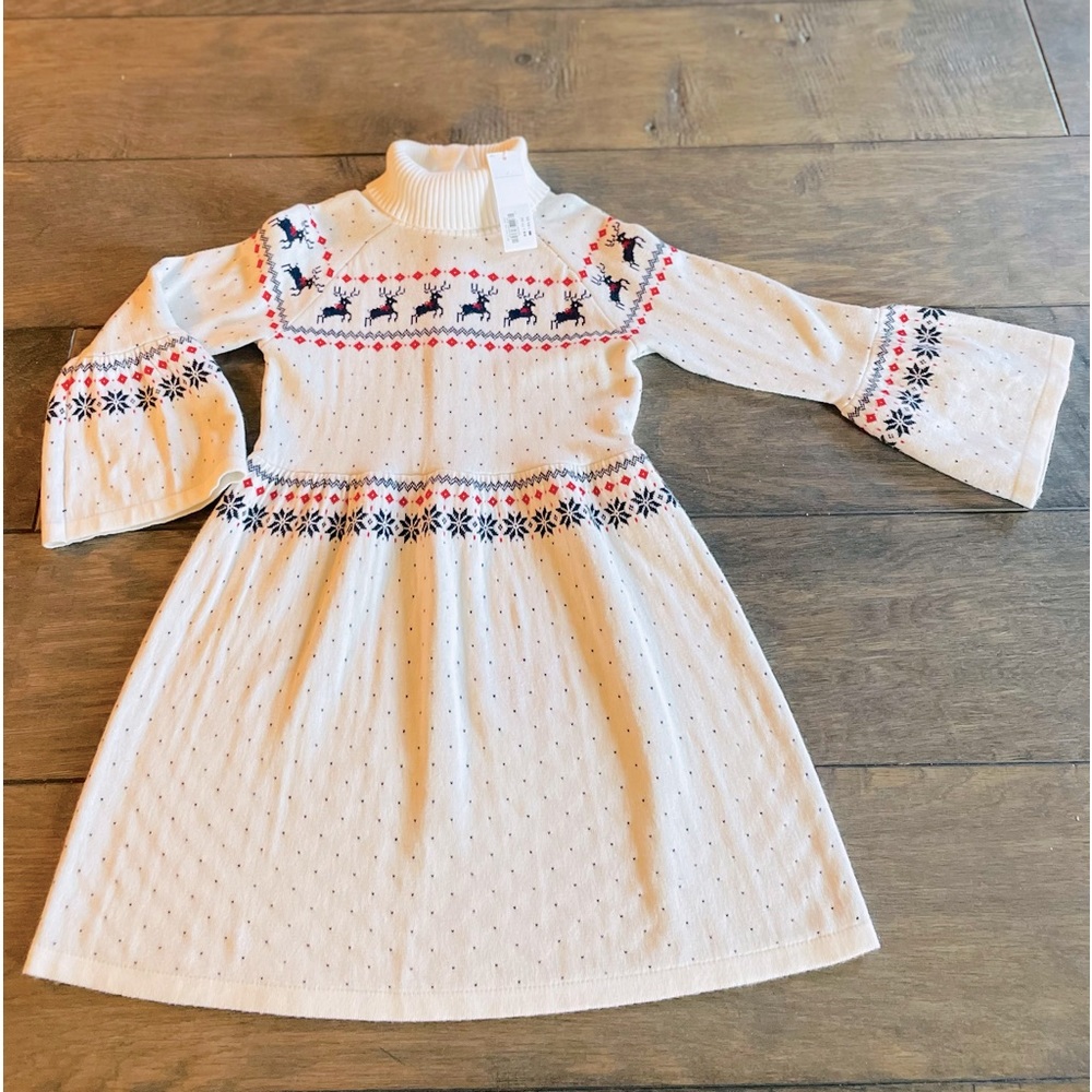 Janie and Jack Fair Isle Reindeer Sweater Dress